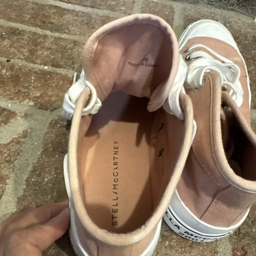 Stella McCartney Futeni/Funchi Blush Canvas High Top shoes Sz 8 blush pink #0047